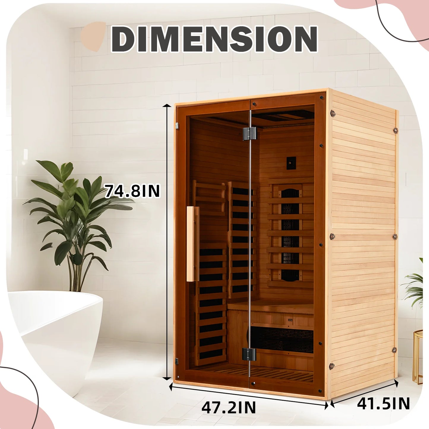 Infrared Sauna 2 Person with Versatile Infrared Heating Panels