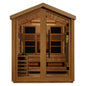 Golden Designs Kaskinen 6 Person Hybrid (PureTech™ Full Spectrum IR or Traditional Stove) Outdoor Sauna (GDI-8526-01) - Canadian Red Cedar Interior