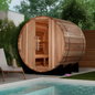 Golden Designs "Klosters" 6 Person Barrel Traditional Sauna -  Pacific Cedar