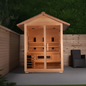 Golden Designs "Carinthia" 4 Person Hybrid (PureTech™ Full Spectrum IR or Traditional Stove) Outdoor Sauna -  Canadian Hemlock