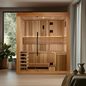 Golden Designs 2025 Updated "Copenhagen Edition" 3 Person Traditional Sauna - Canadian Red Cedar Interior and Pacific Premium Clear Cedar Exterior