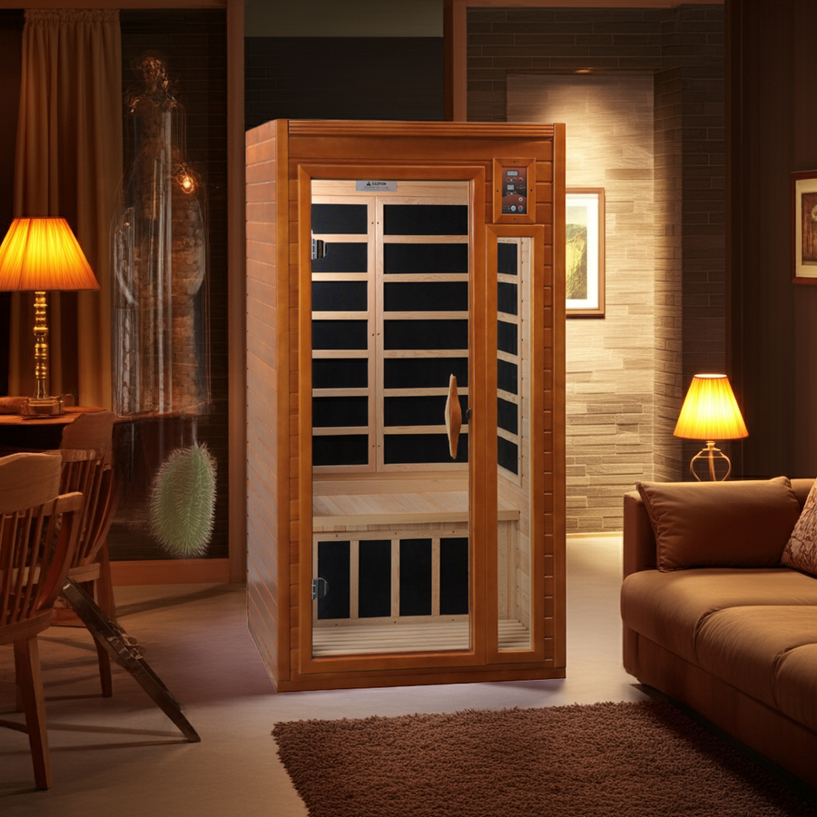 Dynamic Barcelona 1-2-person Low EMF (Under 8MG) FAR Infrared Sauna (Canadian Hemlock)